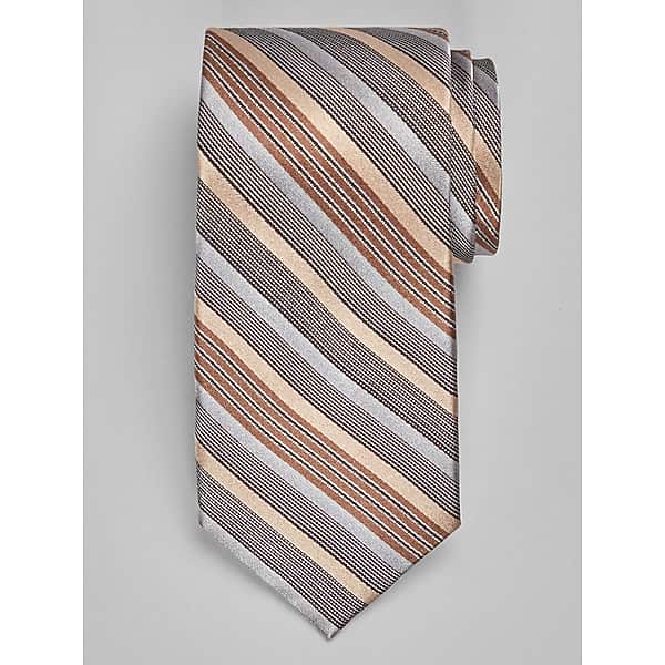 Joseph Abboud Men's Variegated Stripe Tie Taupe - Size: One Size