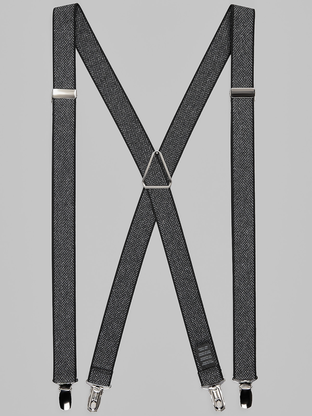 Egara Herringbone Suspenders, Black | Suspenders | Men's Wearhouse