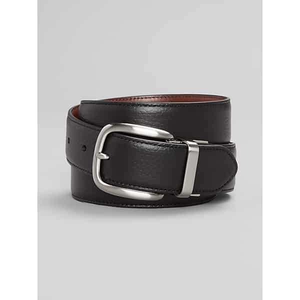 Joseph Abboud Men's Reversible Pebbled Leather Belt Black - Size: 42 Waist