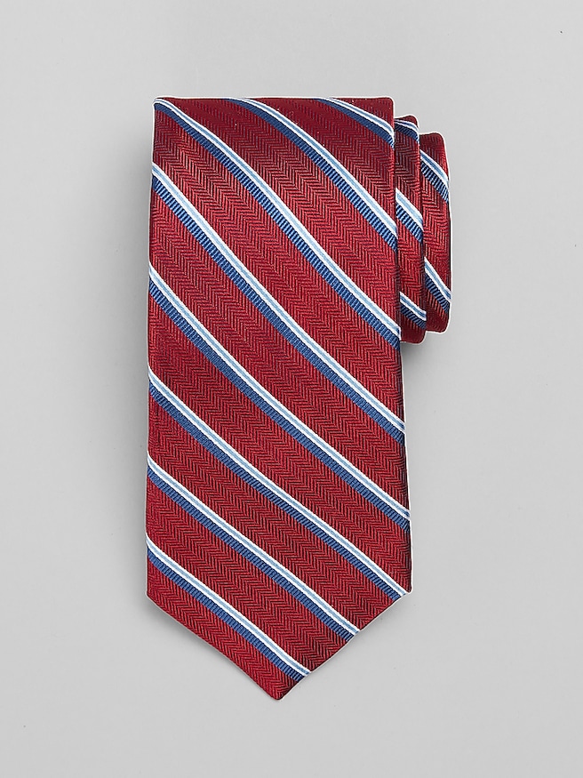 Joseph Abboud Chevron Ribbon Stripe Tie Burgundy