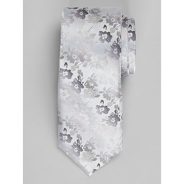 Egara Men's Snowy Floral Tie Charcoal - Size: One Size