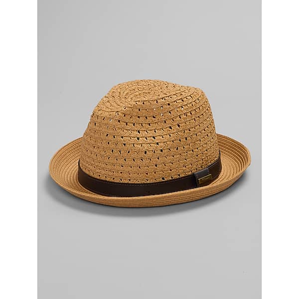 Biltmore Men's Vegan Band Vented Fedora Hat Tea - Size: Large