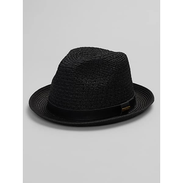Biltmore Men's Vegan Band Vented Fedora Hat Black - Size: Medium