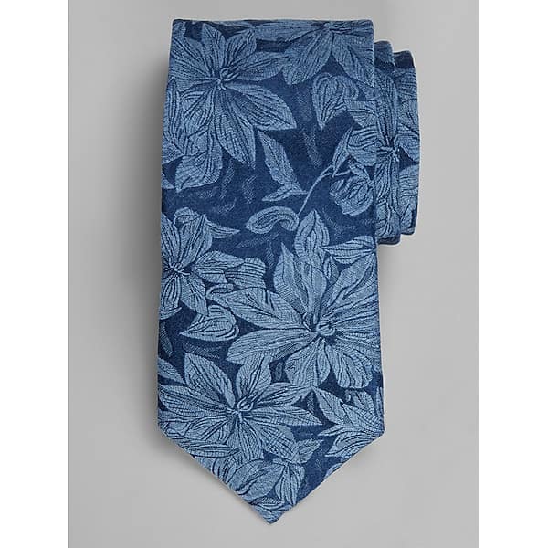 Joseph Abboud Tonal Lily Floral Tie in Navy and Blue – One Size Silk-Blend Dress Tie for Weddings and Special Occasions