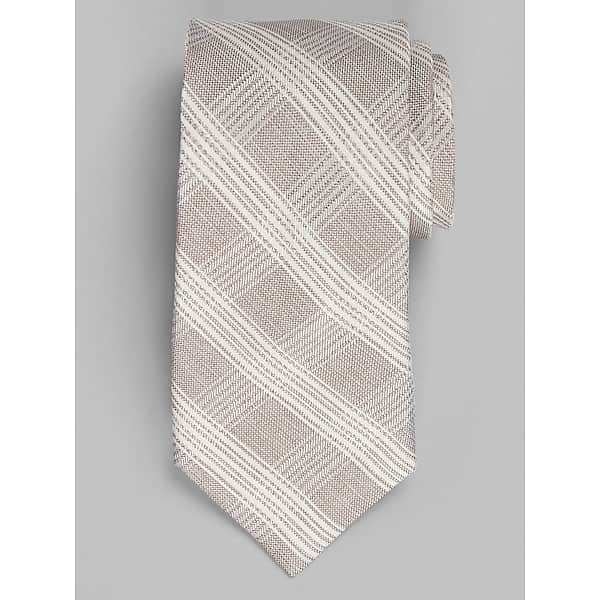Joseph Abboud Men's Gentle Check Tie Taupe - Size: One Size