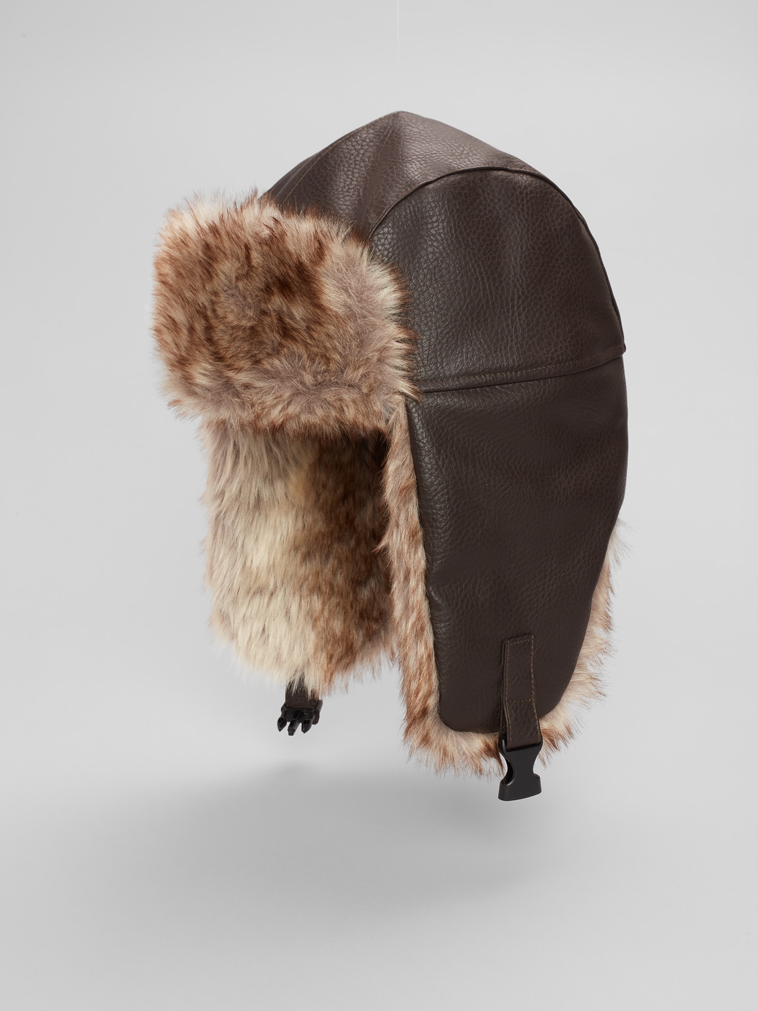 Faux Leather Trapper Hat
