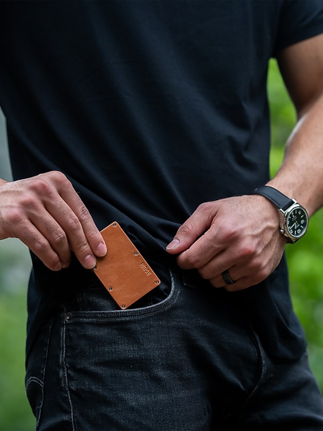 Ridge Wallet Llc 2.0 Tobacco Brown Leather Minimalist Cash Strap Wallet