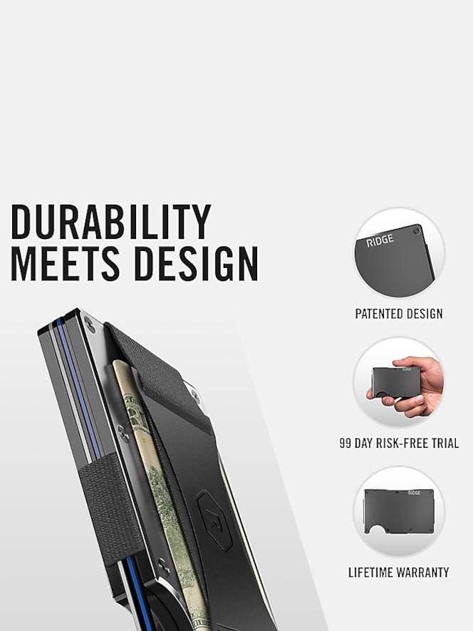 Ridge Wallet Llc 2.0 Carbon Fiber Minimalist Cash Strap Wallet