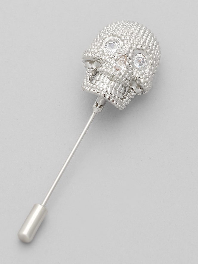 Pronto Uomo Crystal Skull Lapel Pin