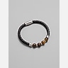 Pronto Uomo Tiger's Eye Bead Leather Bracelet