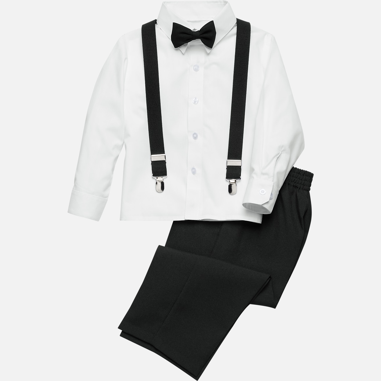 Summer Matching Pants Set For Little Girls: Black Suspenders Top