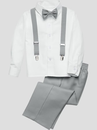 Boys' Dress Shirt with Black Polka Dot Tie Set