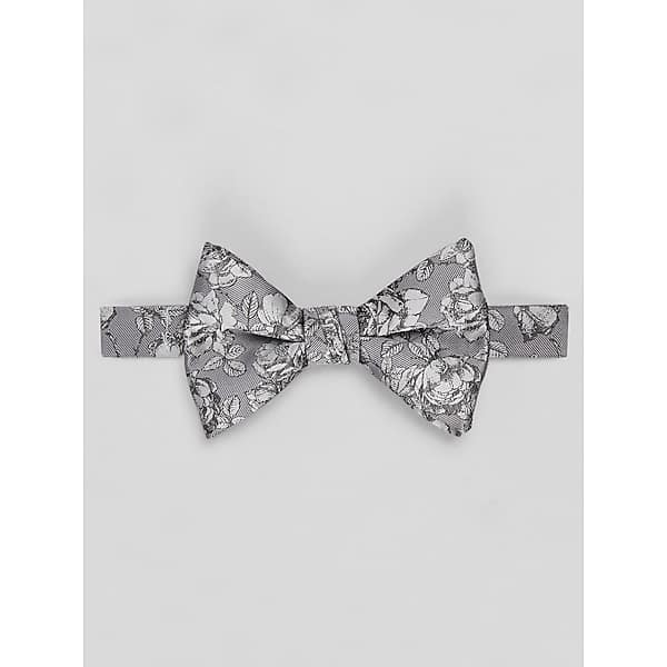 Egara Men's Briar Rose Pre-Tied Bow Tie Silver - Size: One Size