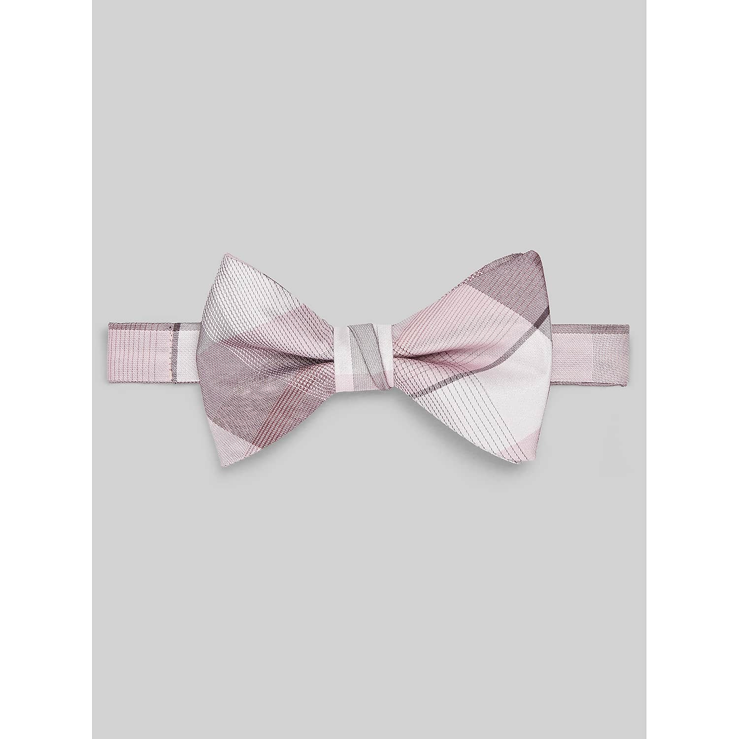 Egara Refined Plaid Pre-Tied Bow Tie in Pink – Adjustable One Size Men’s Formal Bowtie for Suits and Tuxedos