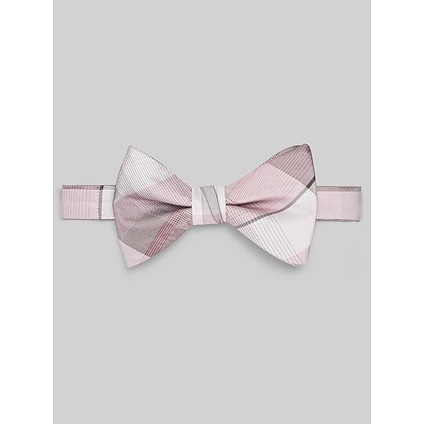Egara Refined Plaid Pre-Tied Bow Tie in Pink – Adjustable One Size Men’s Formal Bowtie for Suits and Tuxedos