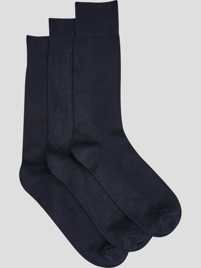 Pronto Uomo Men's Solid Bamboo Blend Socks, 3-pack , Navy / Blue