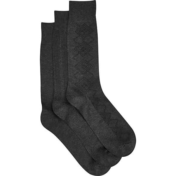 Pronto Uomo Men's Solid Bamboo Blend Socks, 3-pack Char/Blk - Size: One Size - Only Available at Men's Wearhouse TMW8RL280017