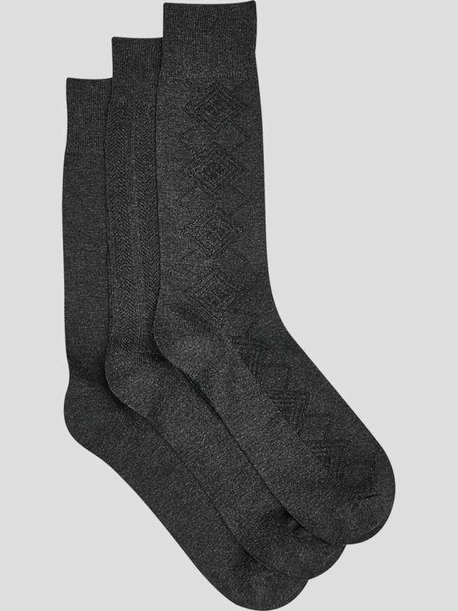 Pronto Uomo Men's Solid Bamboo Blend Socks, 3-pack , Char/Blk / Blue
