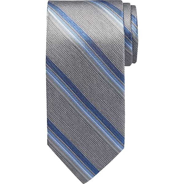 Pronto Uomo Men's Narrow Diagonal Stripe Silk Tie Blu Strp - Size: One Size - Only Available at Men's Wearhouse TMW8U3P80001