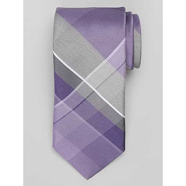 Awearness Kenneth Cole Men's Superfina Plaid Tie Purple - Size: One Size