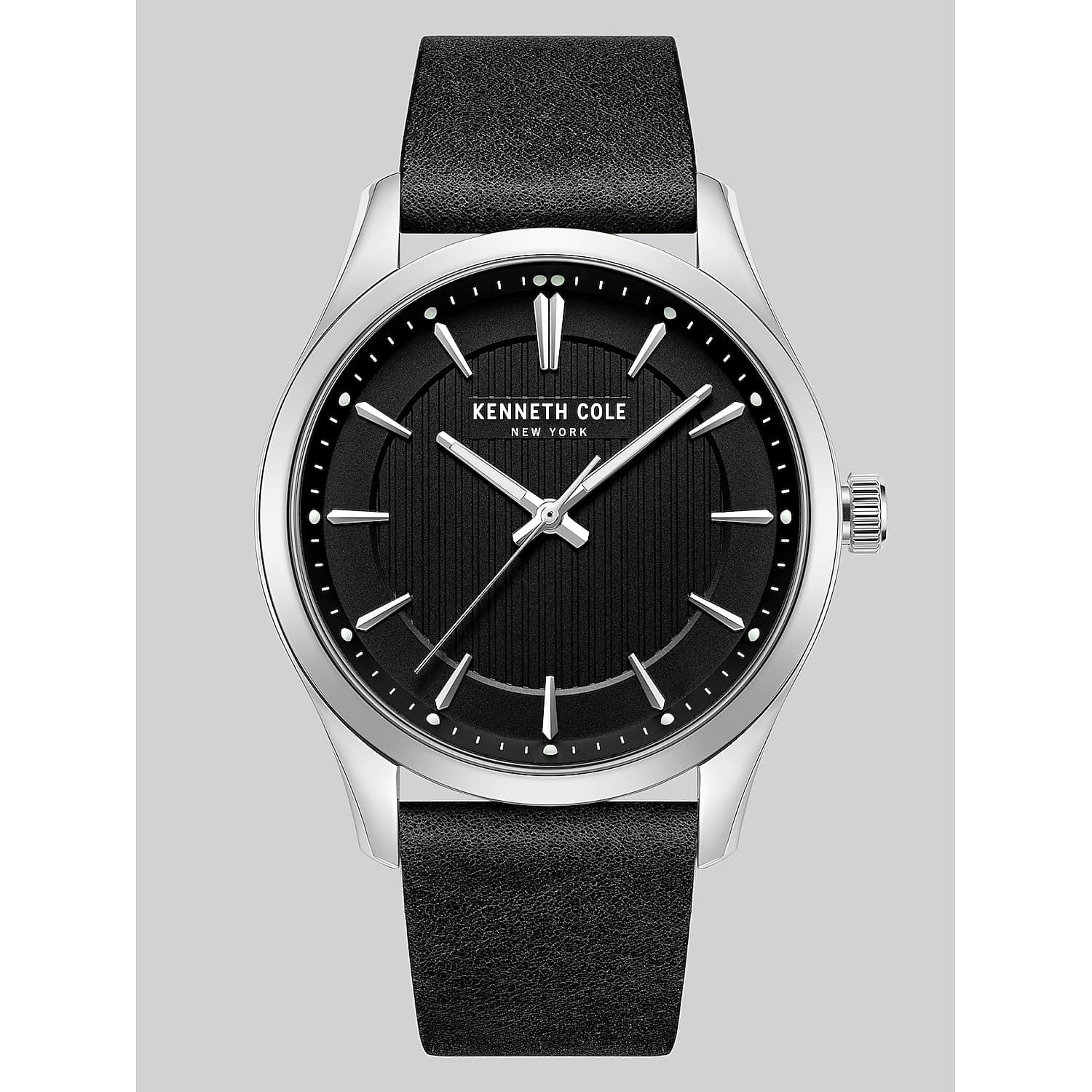 Kenneth Cole New York Men’s Modern Classic 43mm Watch in Black – Silver-Tone Case and Black Strap, One Size