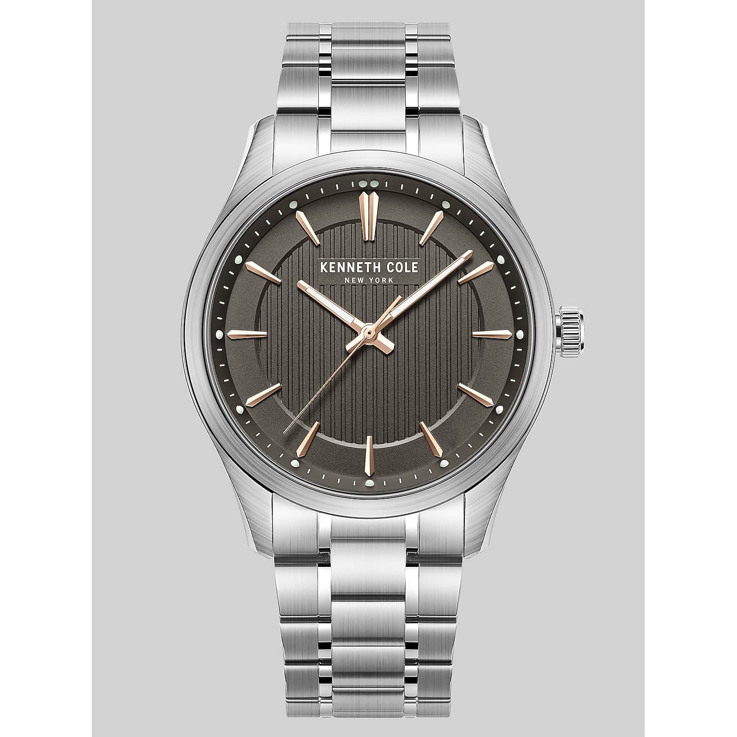 Kenneth Cole Modern Classic Men’s 43mm Watch in Silver Metallic – Stainless Steel Bracelet Dress Watch, One Size