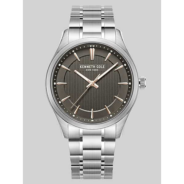 Kenneth Cole Modern Classic Men’s 43mm Watch in Silver Metallic – Stainless Steel Bracelet Dress Watch, One Size