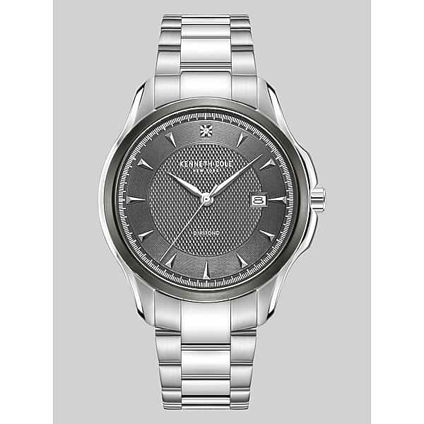 Kenneth Cole 42mm Men’s Stainless Steel Watch in Silver Metallic – Genuine Diamond Dial Dress Watch, One Size