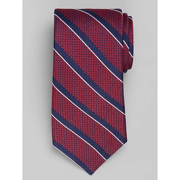 Joseph Abboud Men's Coffee Bean Stripe Tie Burgundy - Size: One Size