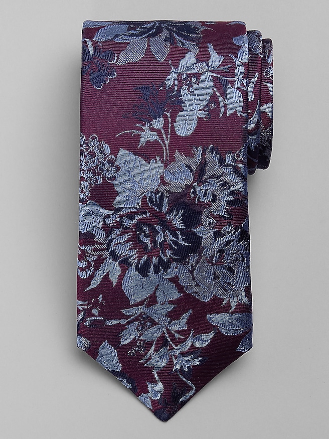 Joseph Abboud Multi Floral Tie Burgundy