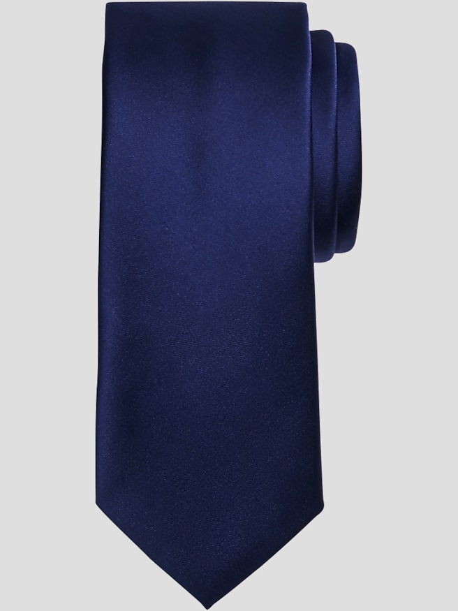 Egara Big & Tall Men's Skinny Solid Tie , Navy / Blue