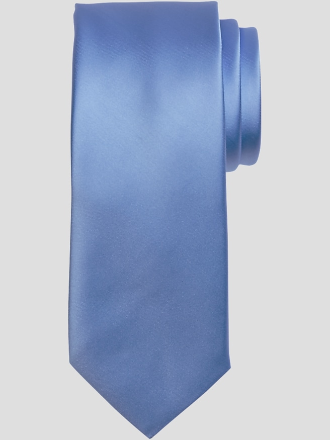 Egara Big & Tall Men's Skinny Solid Tie , Steel Blue
