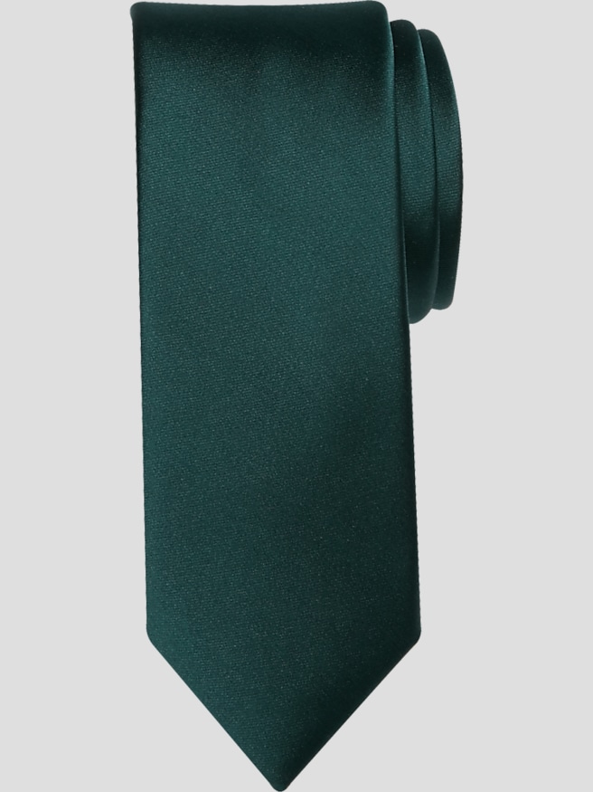 Egara Big & Tall Men's Skinny Solid Tie , Green Gables