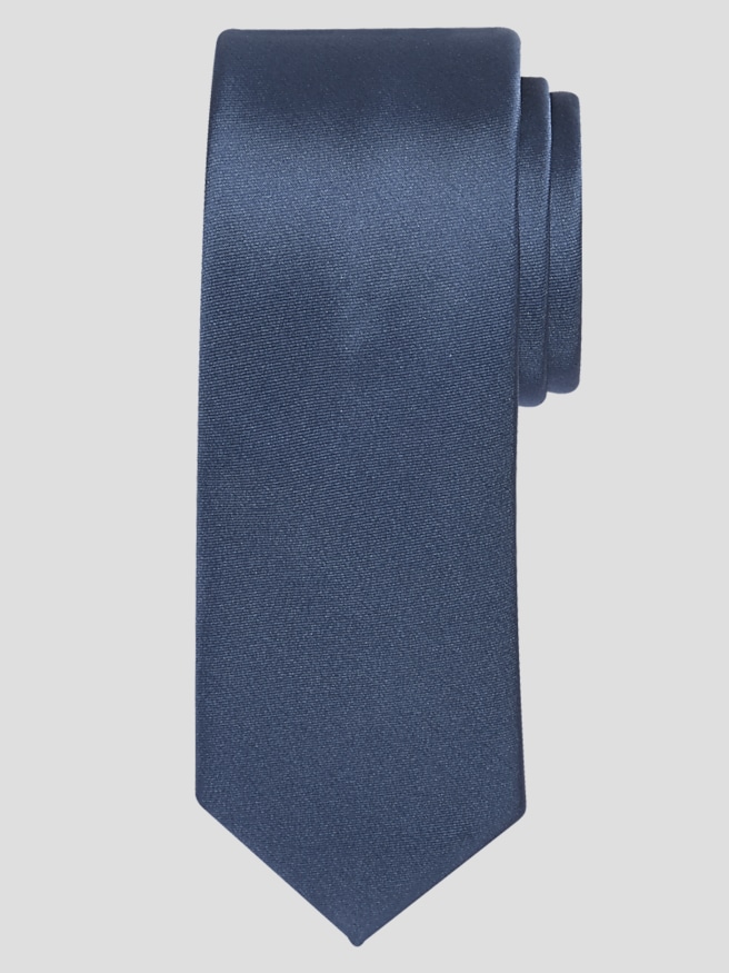 Egara Men's Skinny Solid Tie , Gilbralter Blue