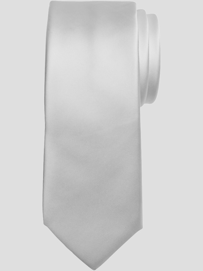 Egara Men's Skinny Solid Tie , White