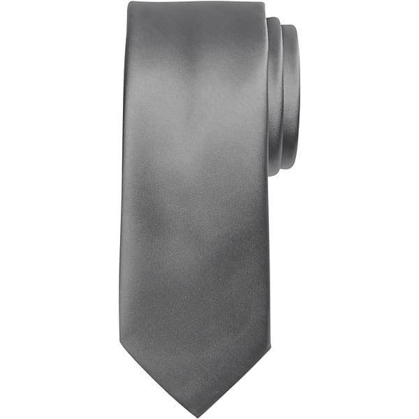 Egara Big & Tall Men's Skinny Solid Tie Silver - Size: XLONG TMW8V0C80121