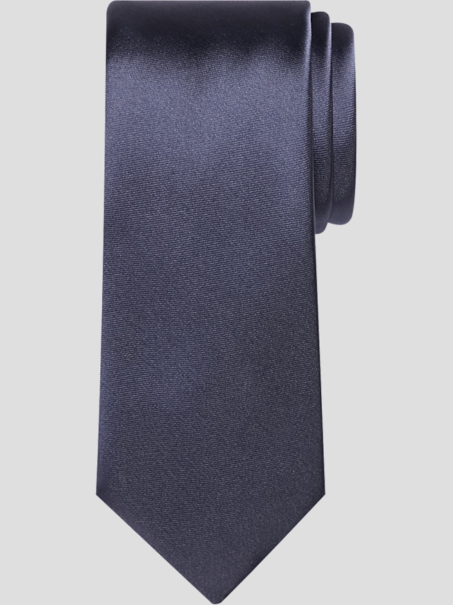 Egara Big & Tall Men's Skinny Solid Tie , Pewter / Gray