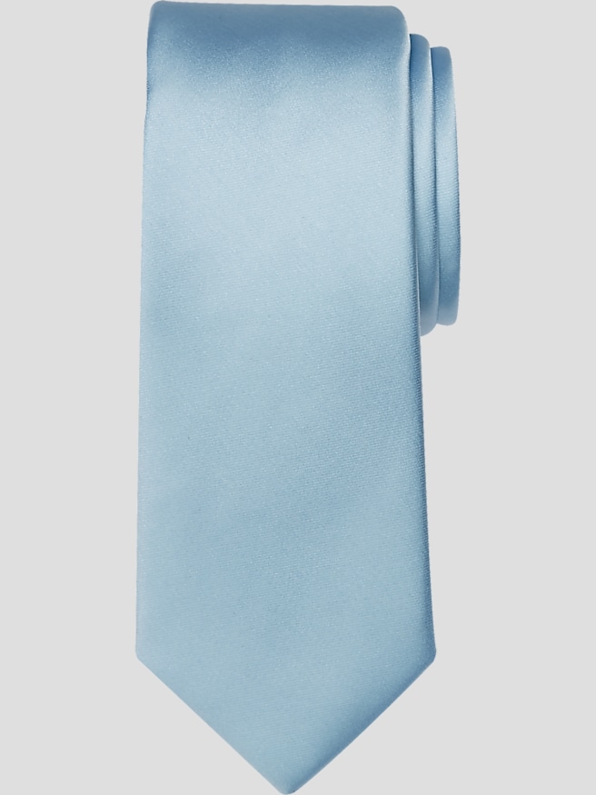 Egara Big & Tall Men's Skinny Solid Tie , Medium Blue