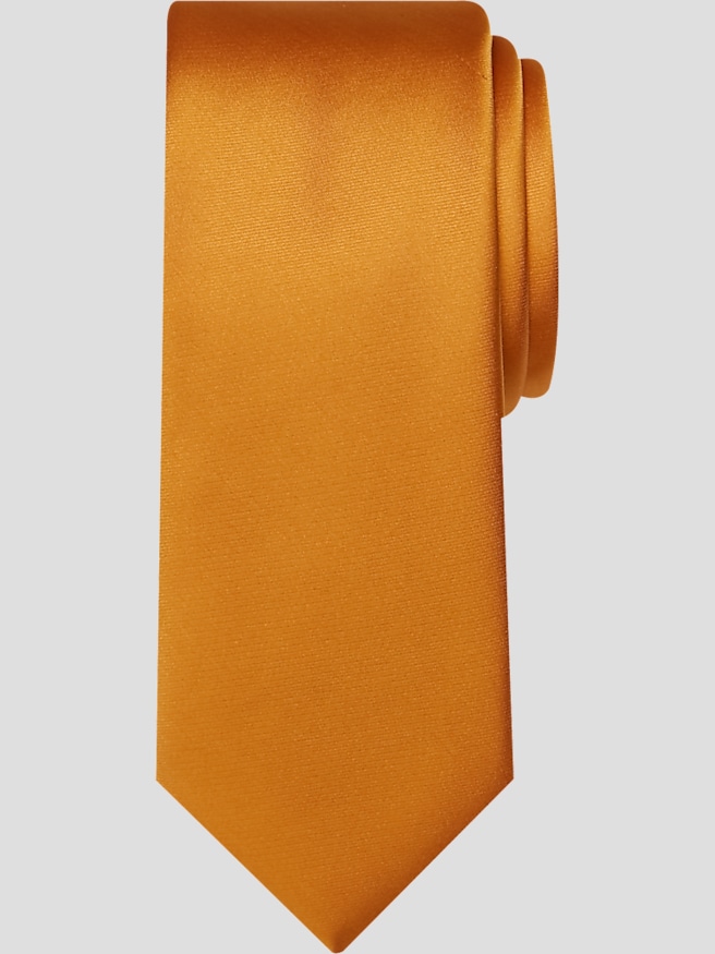 Egara Men's Skinny Solid Tie , Gold / Metallic