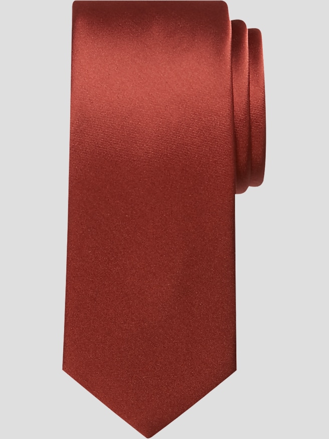 Egara Men's Skinny Solid Tie , Burnt Orange
