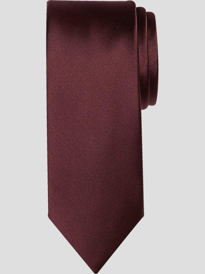 Egara Men's Skinny Solid Tie , Fudge / Burgundy