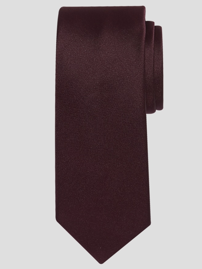 Egara Men's Skinny Solid Tie , Zinfandel / Burgundy