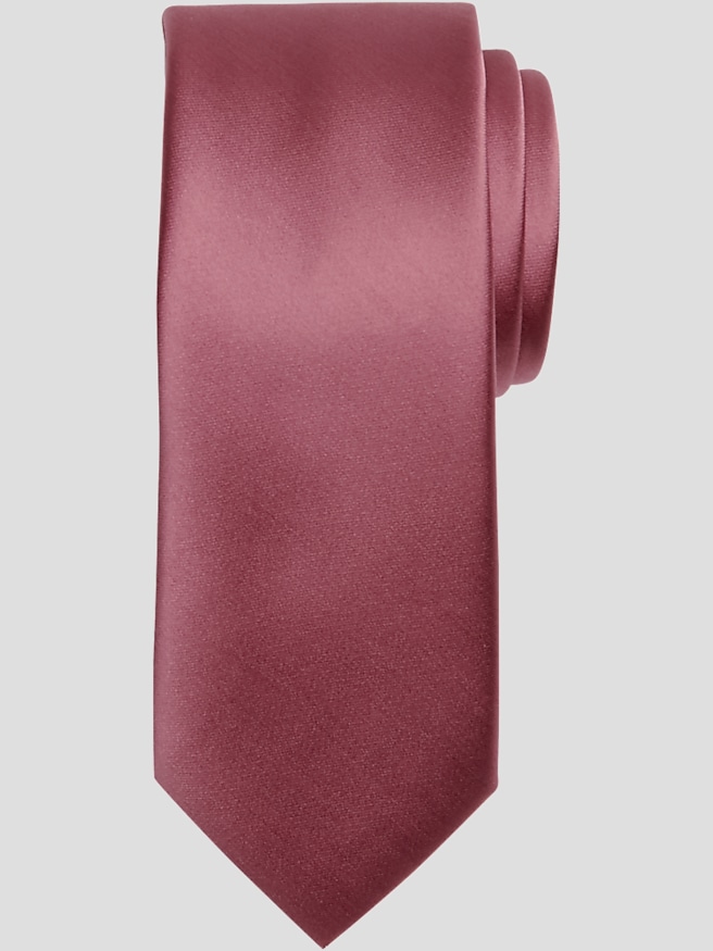 Egara Men's Skinny Solid Tie , Rose / Pink