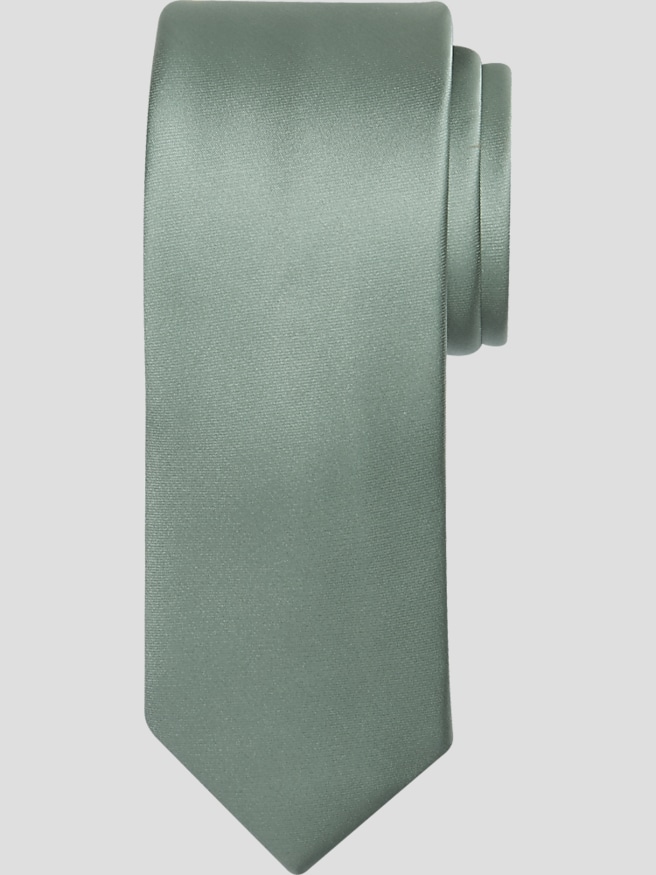 Egara Men's Skinny Solid Tie , Dusty Green