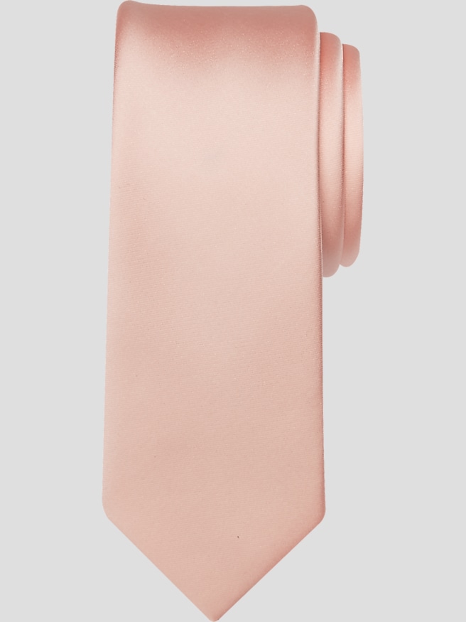 Egara Men's Skinny Solid Tie , Peach / Orange