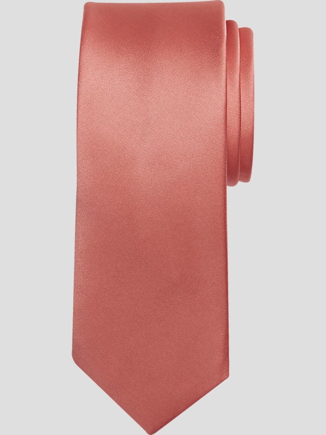 Egara Men's Skinny Solid Tie , Coral / Orange