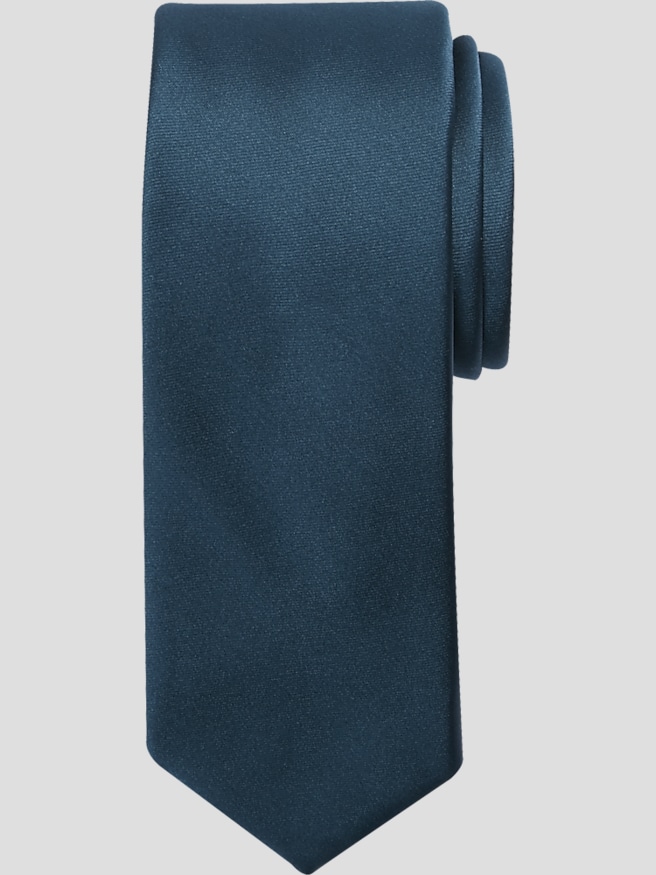 Egara Men's Skinny Solid Tie , Reflecting Pond / Blue