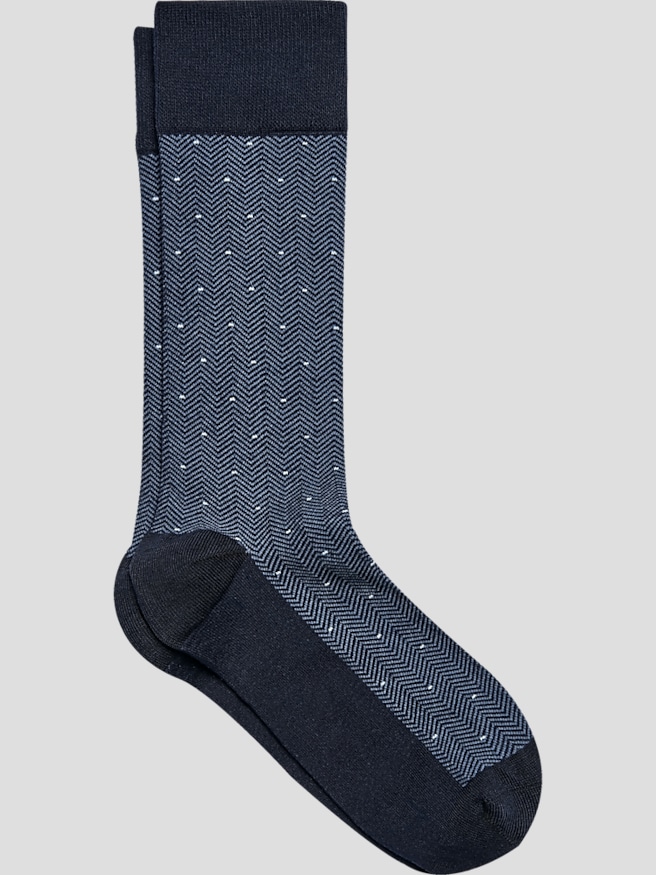 Egara Men's Chevron Stripe Pindot Socks, 1-pair , Dots Nvy / Blue