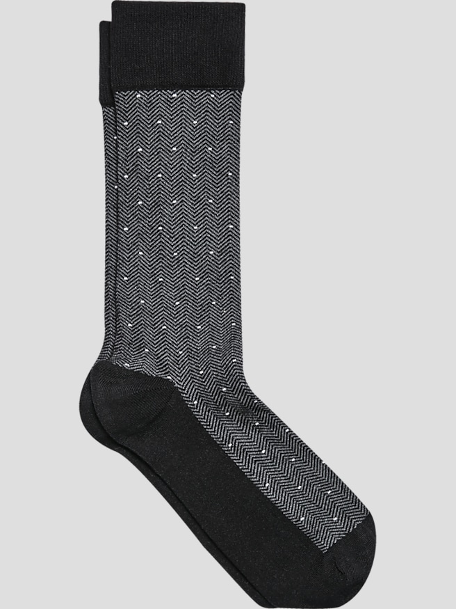 Egara Men's Chevron Stripe Pindot Socks, 1-pair , Dots Blk / Black