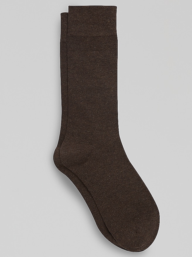 Egara Men's Solid Dress Socks, 1-pair , Mushroom Heather / Brown